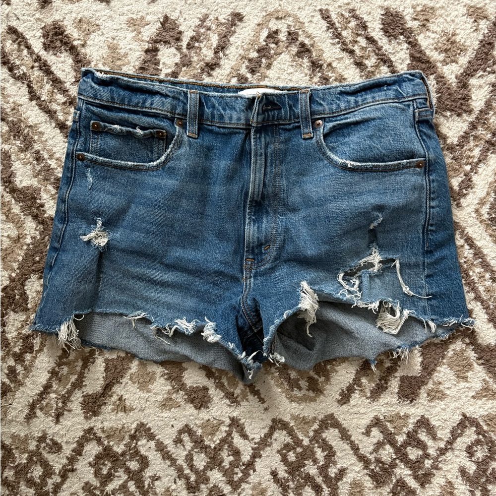 Abercrombie and Fitch Distressed Blue Denim Shorts